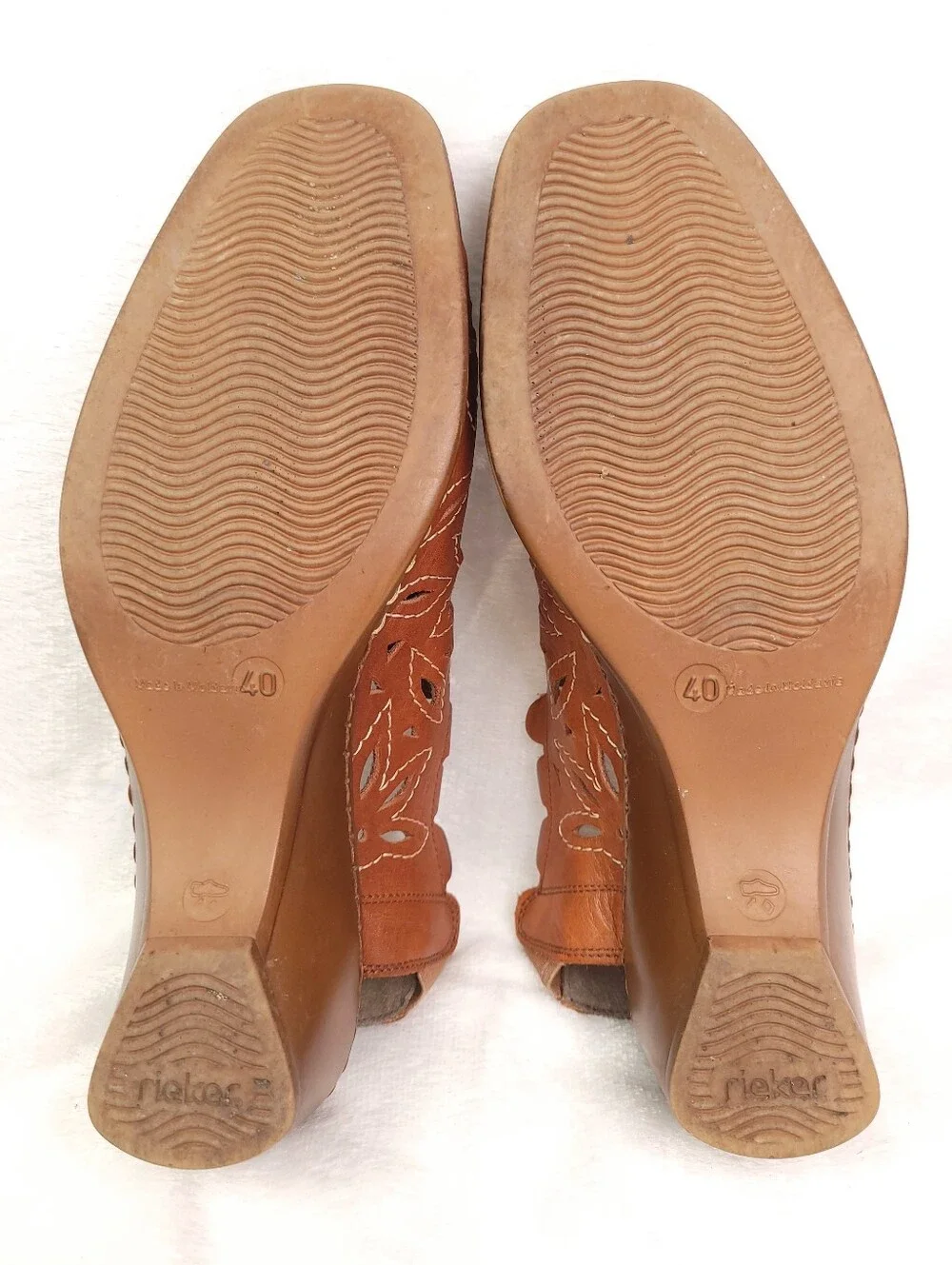 Rieker Antistress Perforated Leather Slingback Shoes Brown EU 40 US 8.5